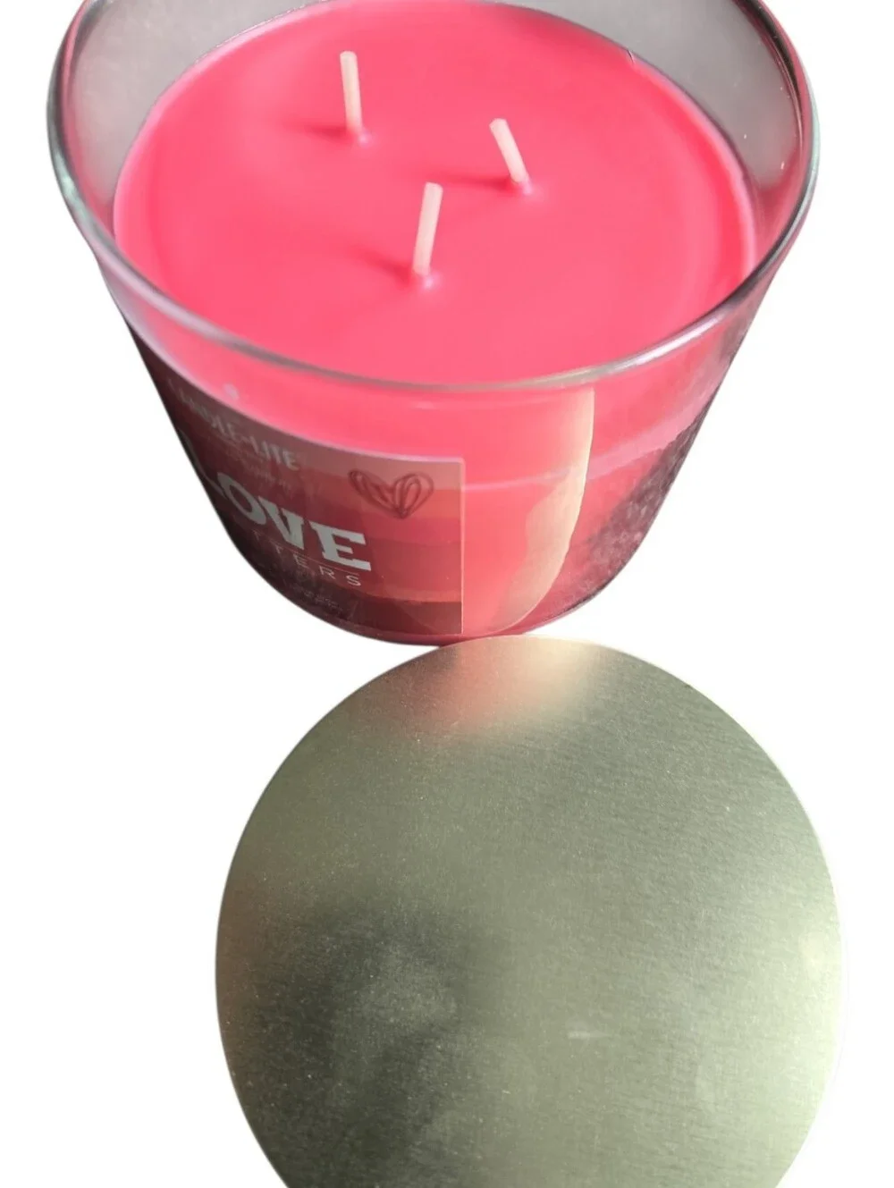 LOVE PinkRed Three-Wick Scented Candle Love Letters - Candle-Lite